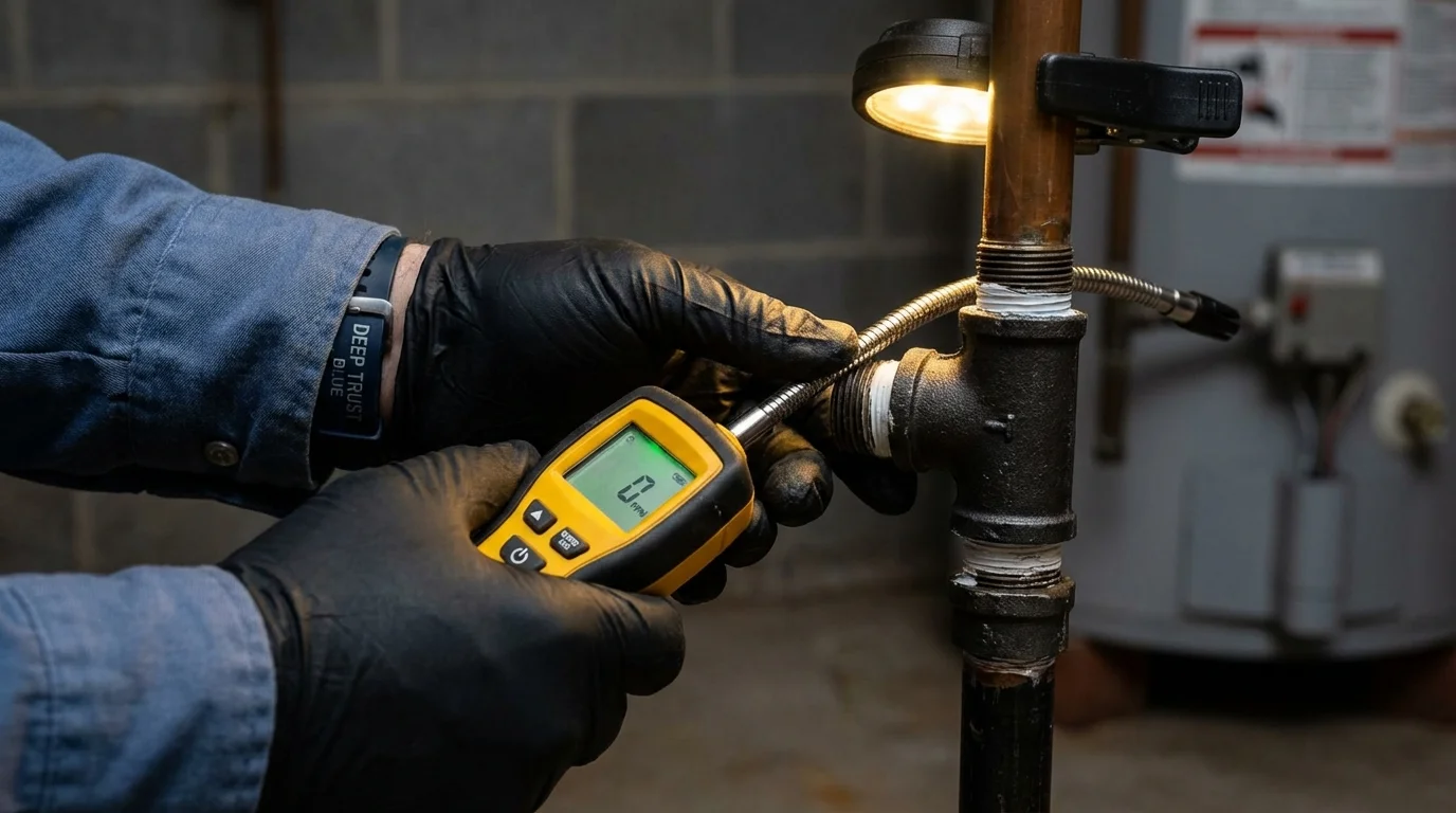 Gas leak detection with electronic sniffer by Johns Plumbing LLC in Grafton