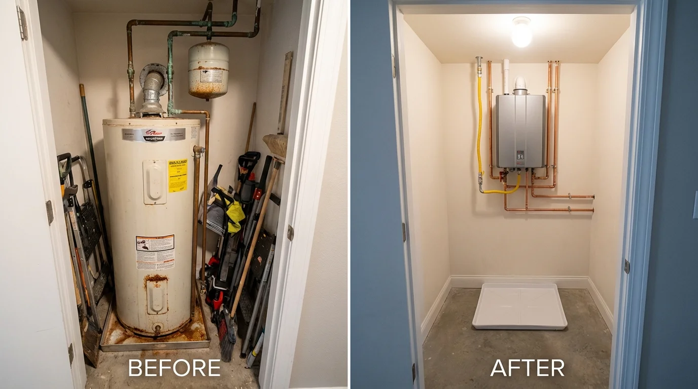 Tank water heater versus wall-mounted tankless unit comparison for Grafton, OH homeowners