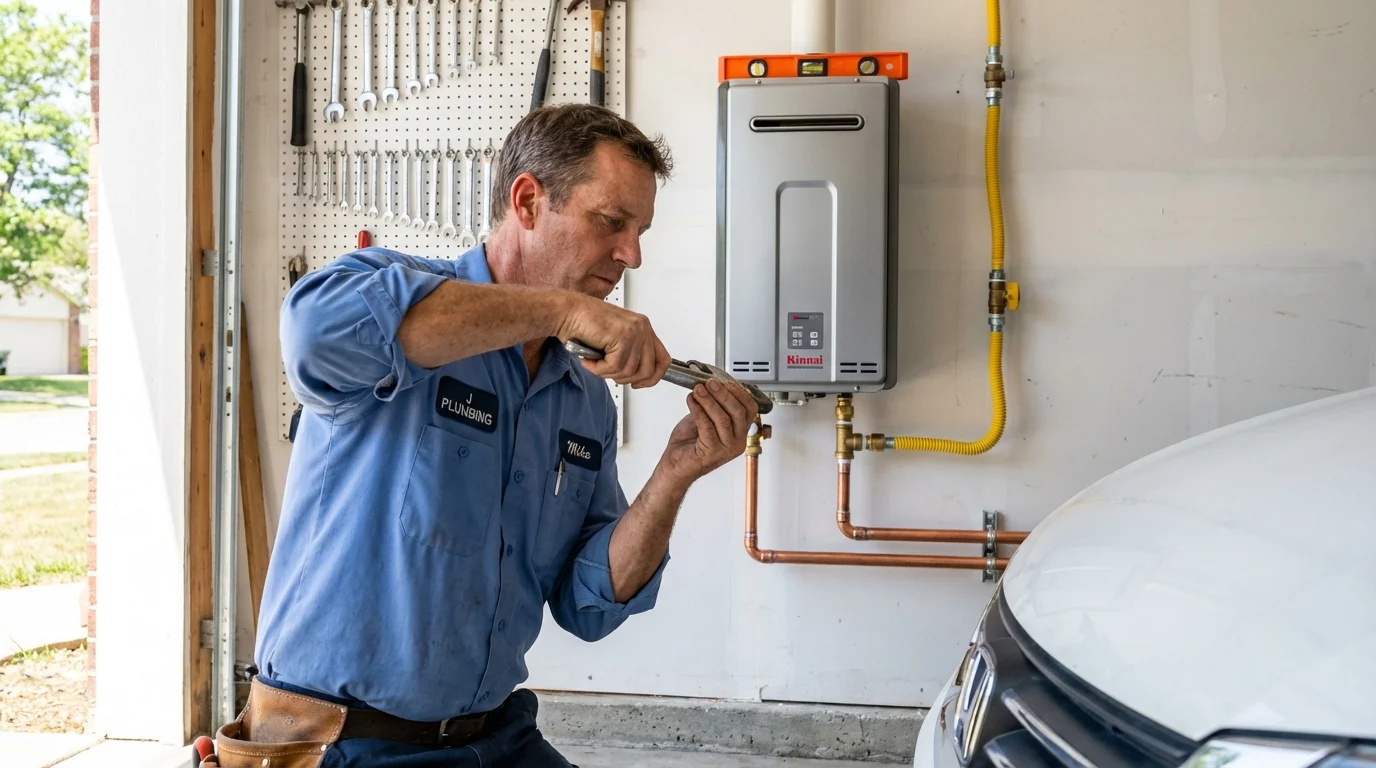 Tankless water heater installation by a Johns Plumbing LLC plumber in Grafton
